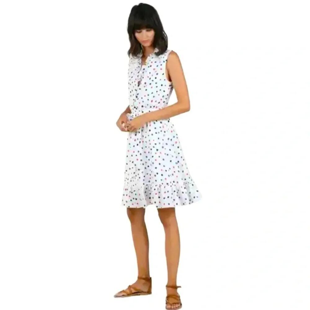 Molly Bracken Veil Print Dress White with Polkadots (black,red,blue) Size S